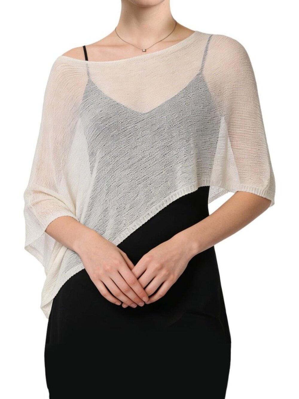 Women Sheer Poncho Top, Crochet Lightweight Summer Cover Up